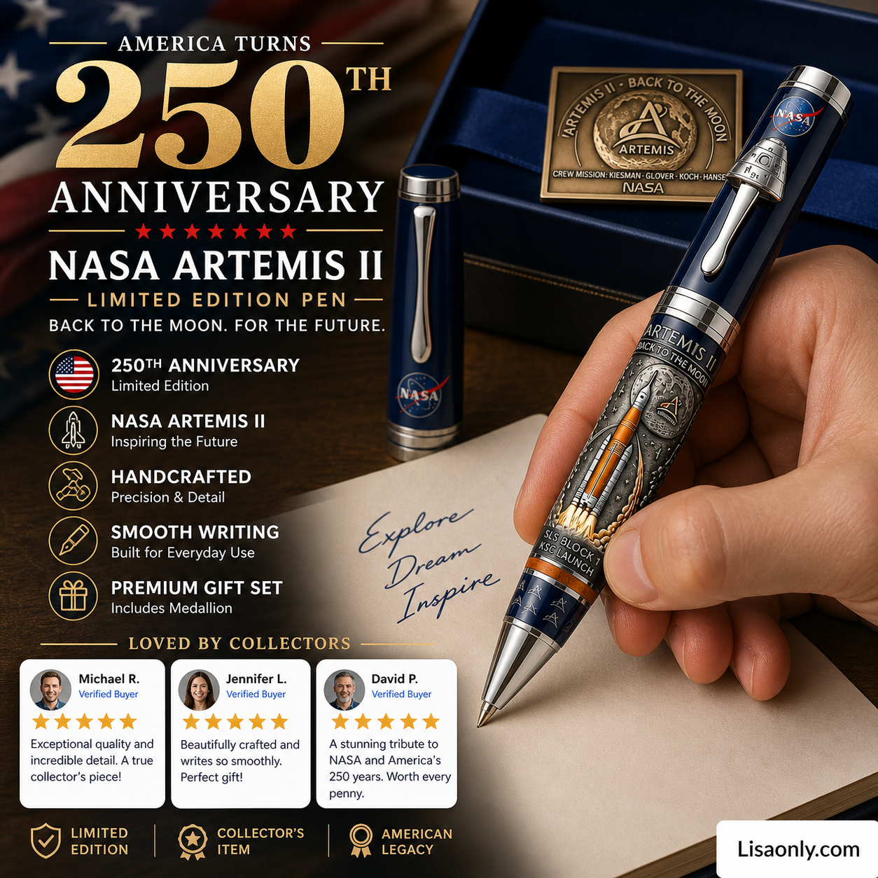 🔥 250th U.S. Anniversary Pen – Heirloom-Quality, 24K Gold-Plated & German-Made Nib – "What Will You Sign With America's 250th?" ✨