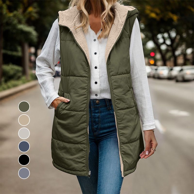 🔥Great Gift! Women's Fall Reversible Vest Sleeveless Faux Fleece Jacket