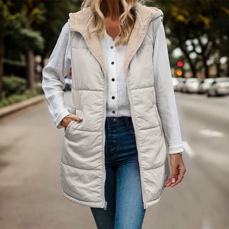 🔥Great Gift! Women's Fall Reversible Vest Sleeveless Faux Fleece Jacket