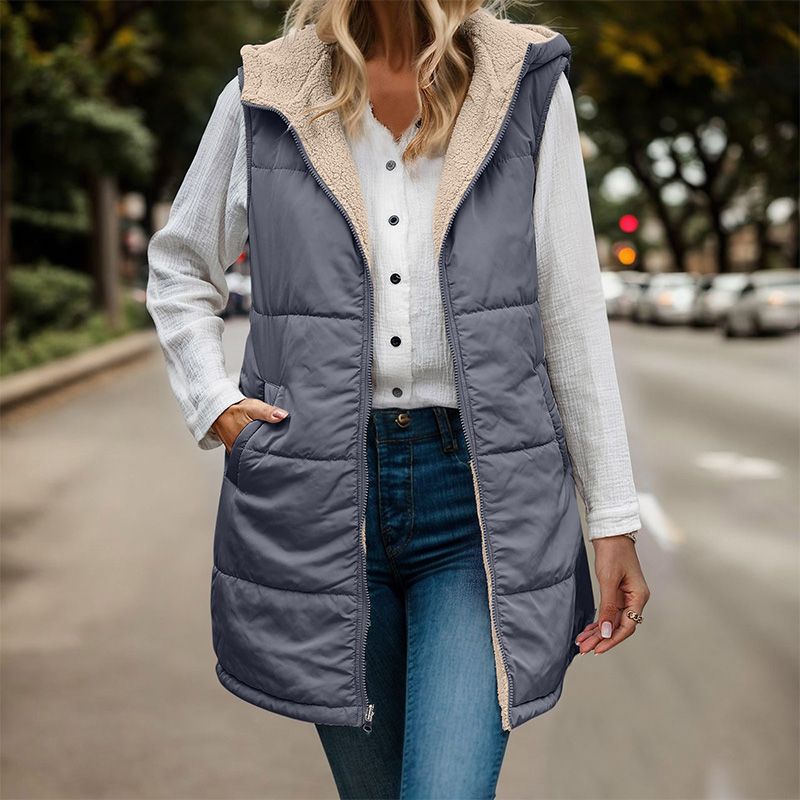 🔥Great Gift! Women's Fall Reversible Vest Sleeveless Faux Fleece Jacket