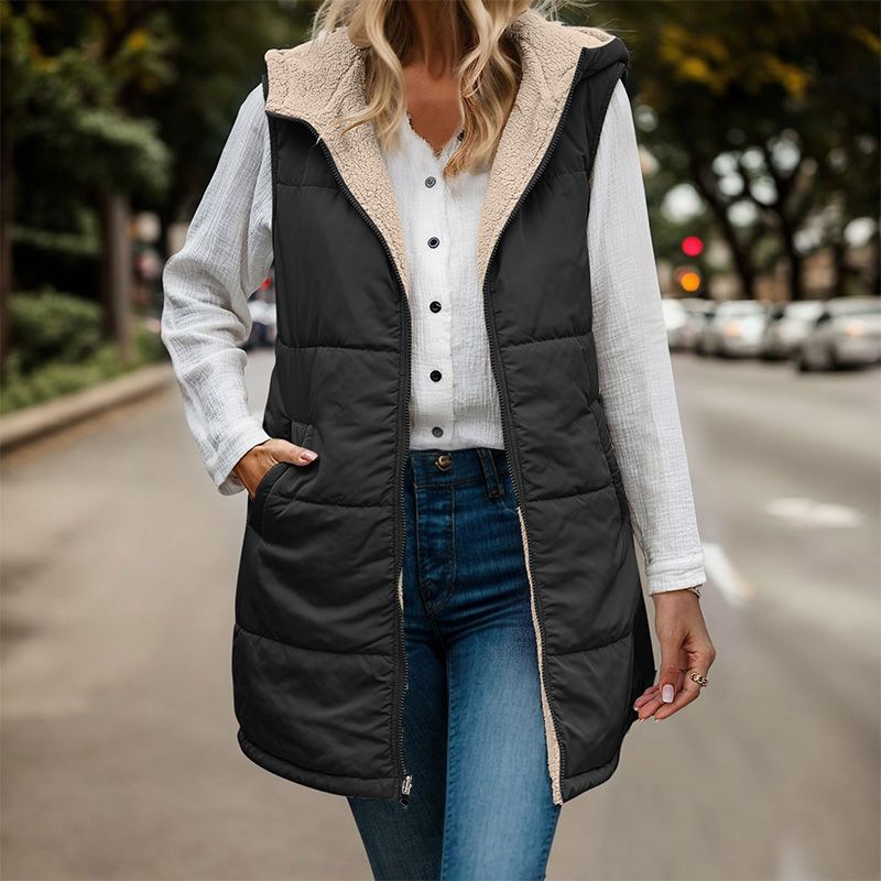 🔥Great Gift! Women's Fall Reversible Vest Sleeveless Faux Fleece Jacket