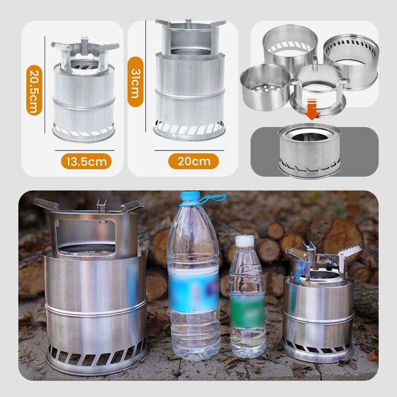 Multifunctional Camping Stainless Steel Wood Burning Stove