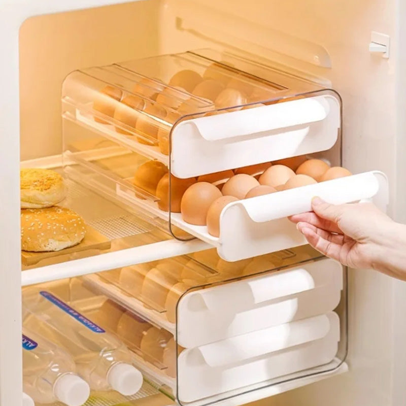 🔥Best Sales🔥  Pull-out food-grade refrigerator egg rack- stacks up to 32 eggs