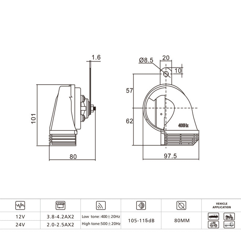 Waterproof Car Honking Snail Horn