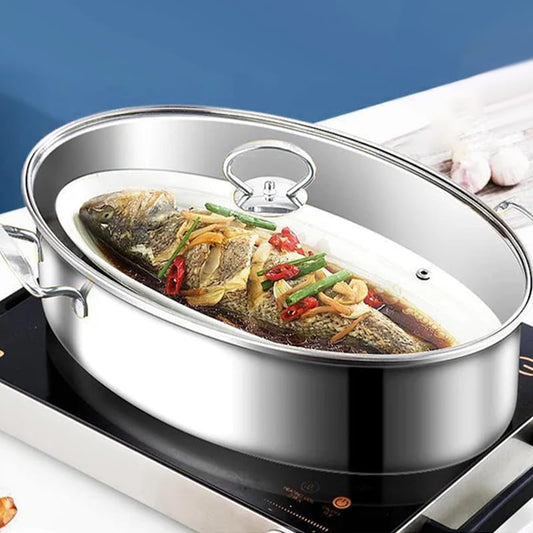 Oval Stainless Steel Fish Steamer with Rack