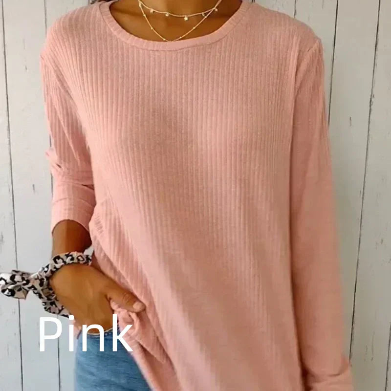 Women’s Casual Long Sleeve Solid Color Button T-Shirt