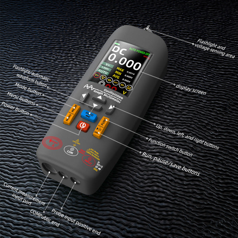 3-in-1 Handheld Graphics Multimeter - Oscilloscope, Inspectior & Flashlight
