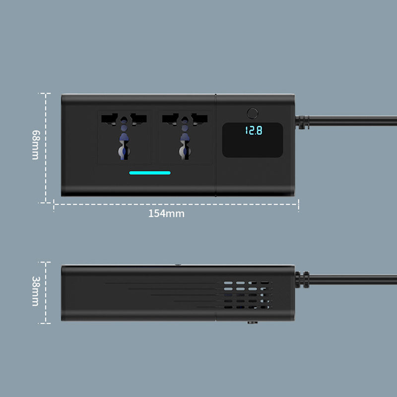 Universal 12V to 220V Car Socket with Display