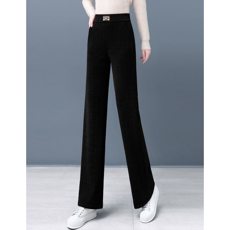 Women's High Waist Warm Wide-Leg Pants