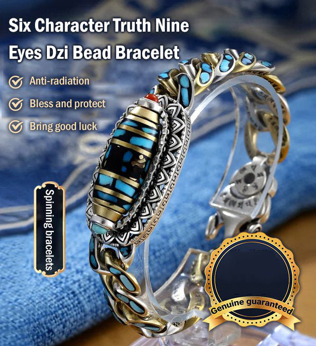 🔥2025 NEW SALES - 50% OFF🔥Turquoise Six-character Mantra Nine-eyed Dzi Bead Bracelet