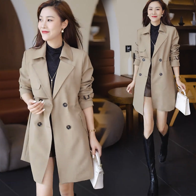 Comfortable Waisted Lapel Trench Coat