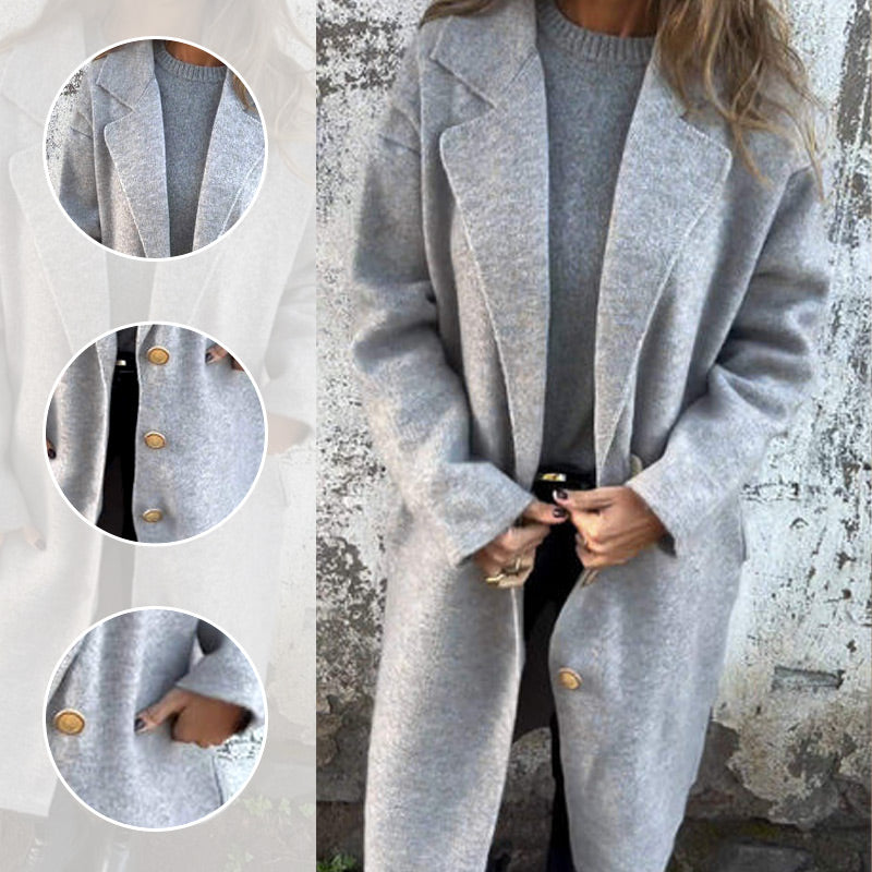 Women's Long-sleeve Tweed Lapel Coat