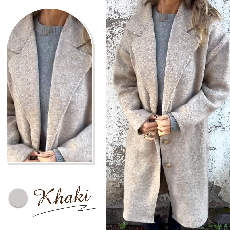 Women's Long-sleeve Tweed Lapel Coat