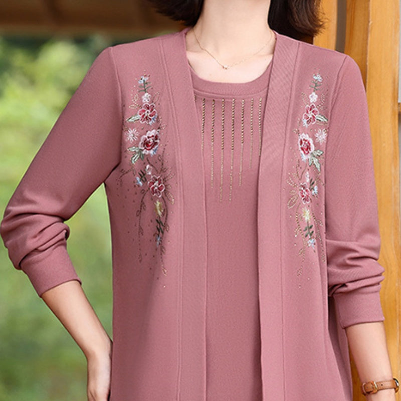 Women's Chic Embroidered Long-Sleeve Knit Top