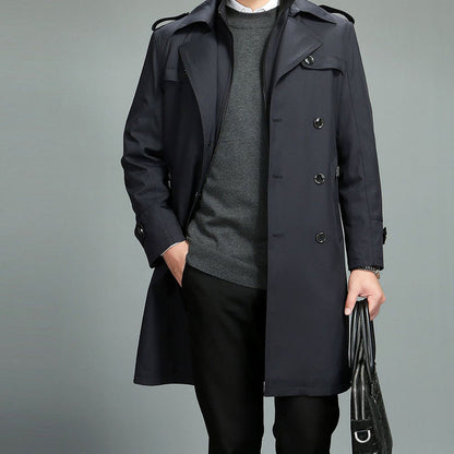 🎅Pre-Xmas Specials🎄Men's Casual Zippered Lapel Trench Coat with Detachable Liner