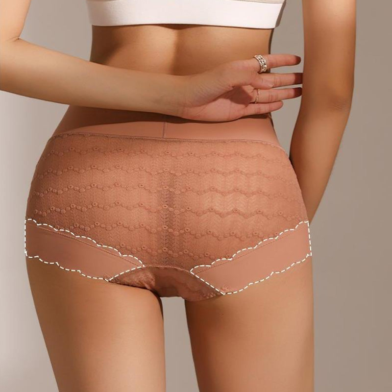 Breathable Seamless High-Waist Lace Panties