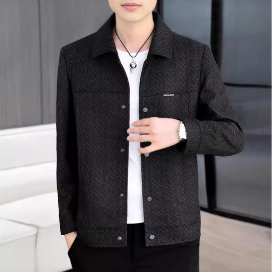 Men's Casual Button Down Lapel Jacket with Shoulder Pad