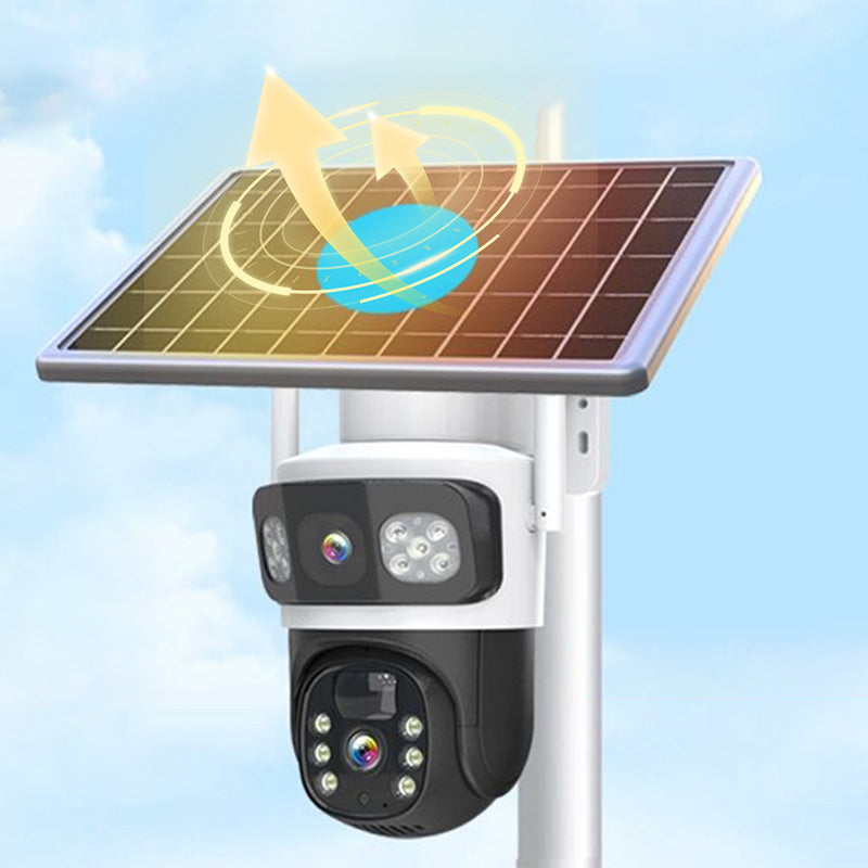 Wireless Outdoor Solar Security Cameras with Dual Lens