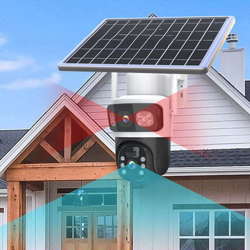 Wireless Outdoor Solar Security Cameras with Dual Lens