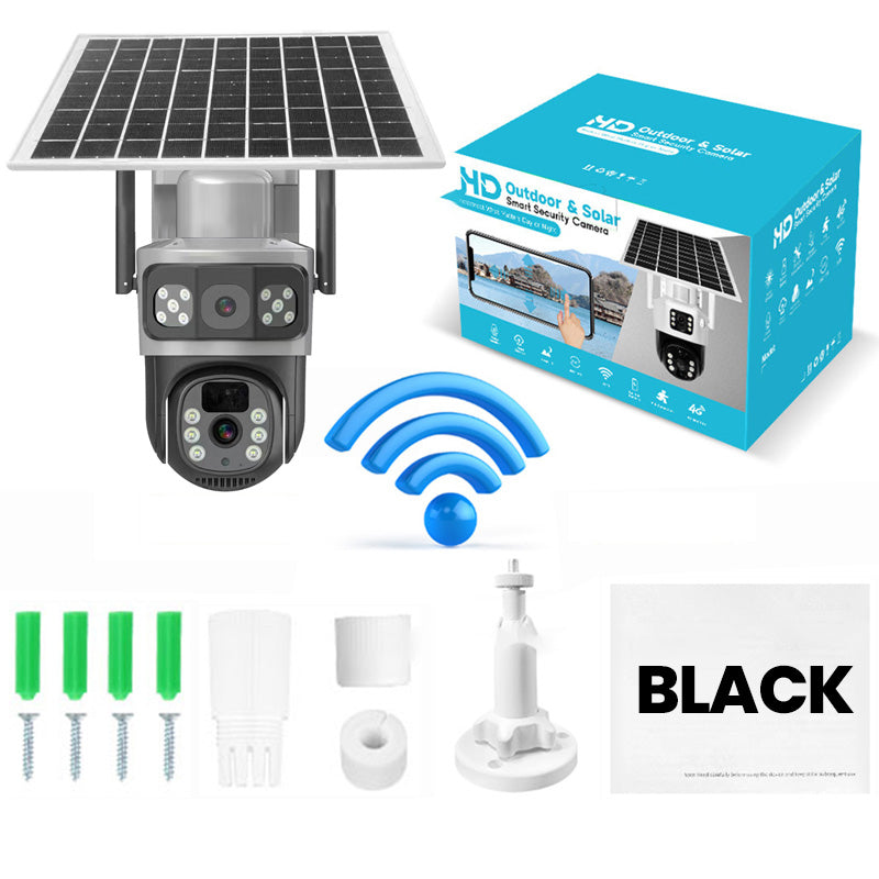 Wireless Outdoor Solar Security Cameras with Dual Lens