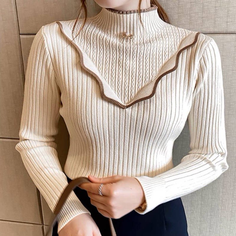 Women's Sweet Mock Neck Sweater for Fall & Winter Layering