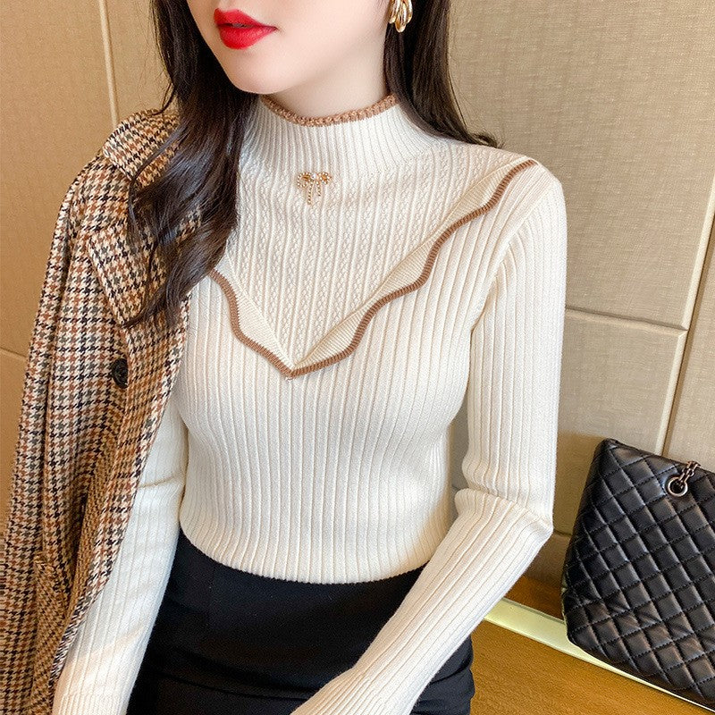 Women's Sweet Mock Neck Sweater for Fall & Winter Layering