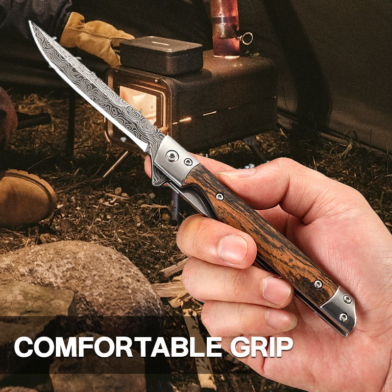 🔥Big Sale 50% OFF🔥🗡️Folding knife with wooden handle for work, hiking & camping⛺