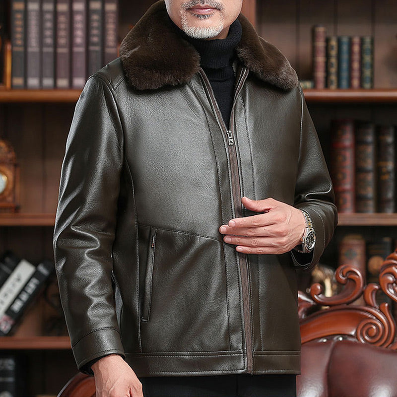 Men's Warm Zipper Faux Leather Jackets