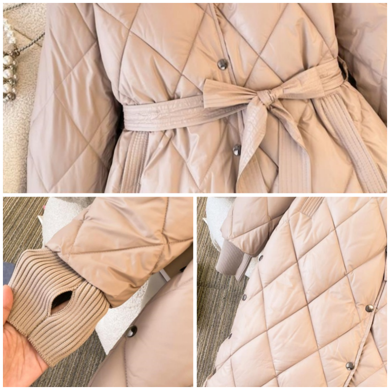 Women's Winter Hooded Long Coat with Belt