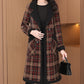Women's Winter Lapel Plaid Mid-Length Tweed Coat