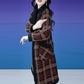 Women's Winter Lapel Plaid Mid-Length Tweed Coat