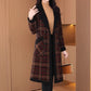 Women's Winter Lapel Plaid Mid-Length Tweed Coat
