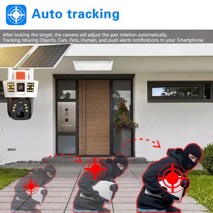 🔥360° Smart Solar Surveillance Camera with Three-screen Monitoring✨