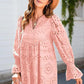💥Hot Sale🌿Women's V-Neck Lace-Up Hollow-Out Dress with Flared Sleeves