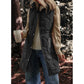 Women's Lapel Zipper Mid-Length Warm Vest Jacket