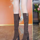 Pointed Toe Chunky Heel Warm Long Boots