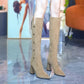 Pointed Toe Chunky Heel Warm Long Boots