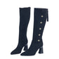 Pointed Toe Chunky Heel Warm Long Boots