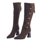 Pointed Toe Chunky Heel Warm Long Boots
