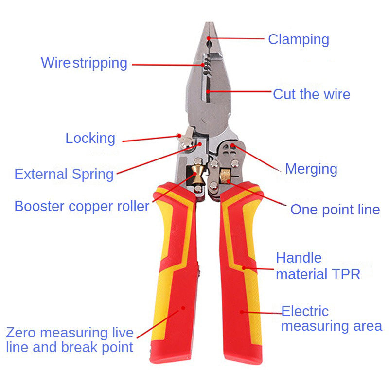 Versatile Wire Stripping Pliers with Electricity Measurement