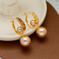 Women's Elegant Zirconia Earrings with Faux Pearl Drop