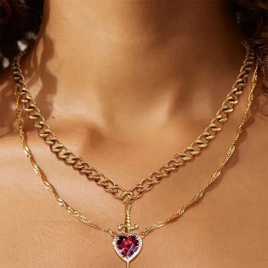 💥Limited time sale - 60% OFF💖Heart & Sword Couples Necklace