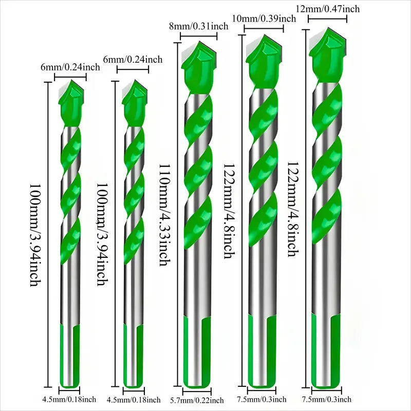 5PCS Masonry Drill Bit Set for Concrete Ceramic & Wood