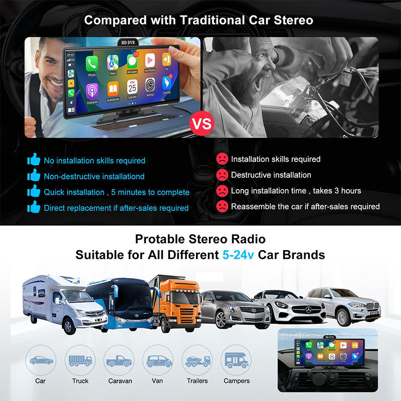 Wireless Voice Control Touch Screen Dashboard Carplay