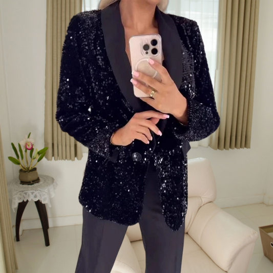 Women's Fashionable Long Sleeve Sequin Blazer