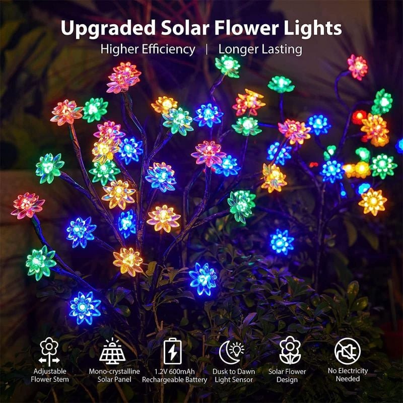 Outdoor Waterproof Cherry Blossom  Multicolor Solar Garden Lights（50% OFF）