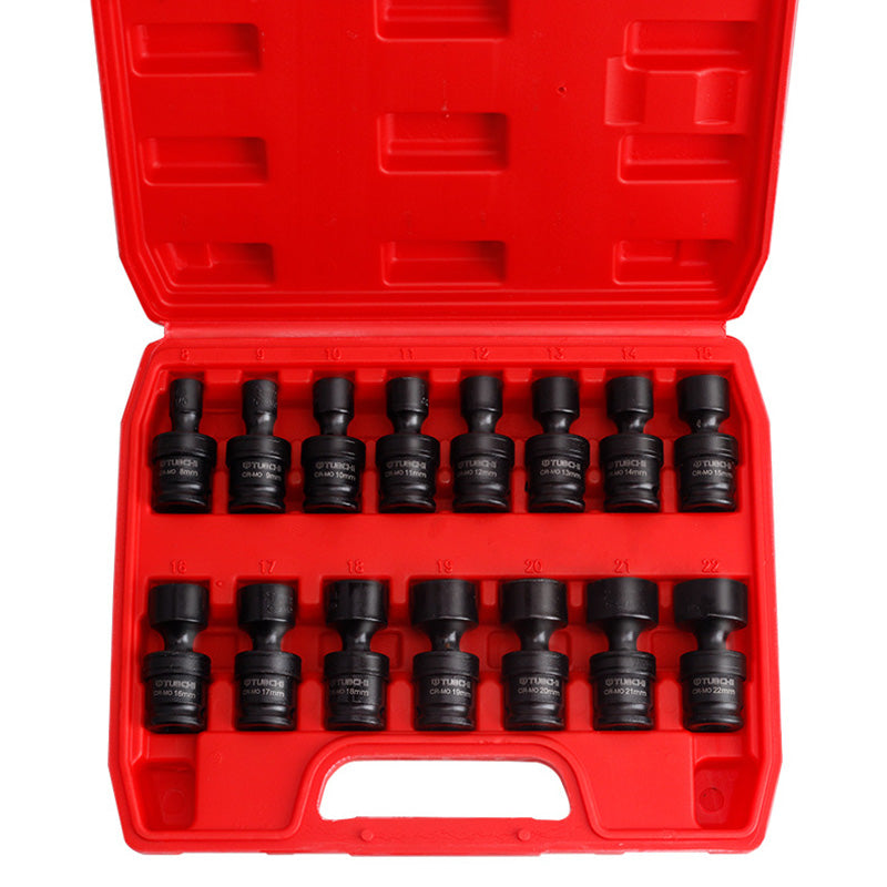 15pcs 3/8" Shallow Impact Universal Joint Socket Set