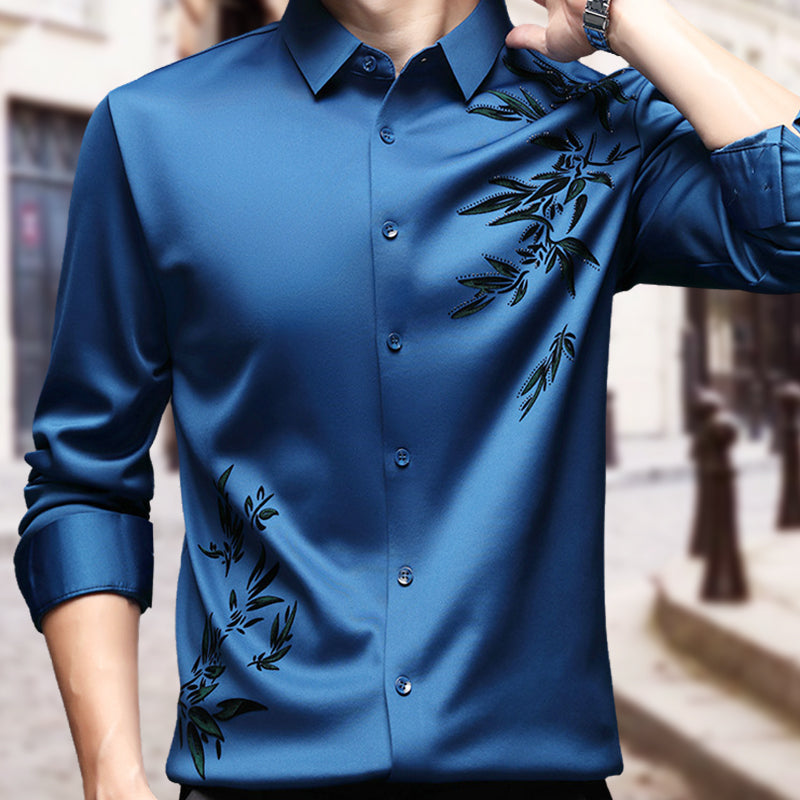 Men's Thickened Print Lapel Button Down Shirts