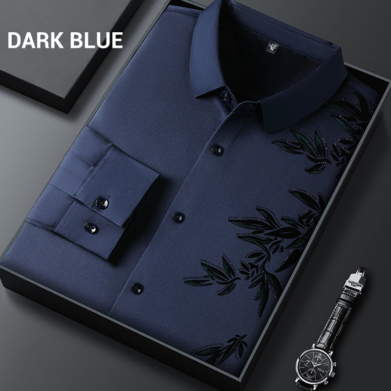 Men's Thickened Print Lapel Button Down Shirts