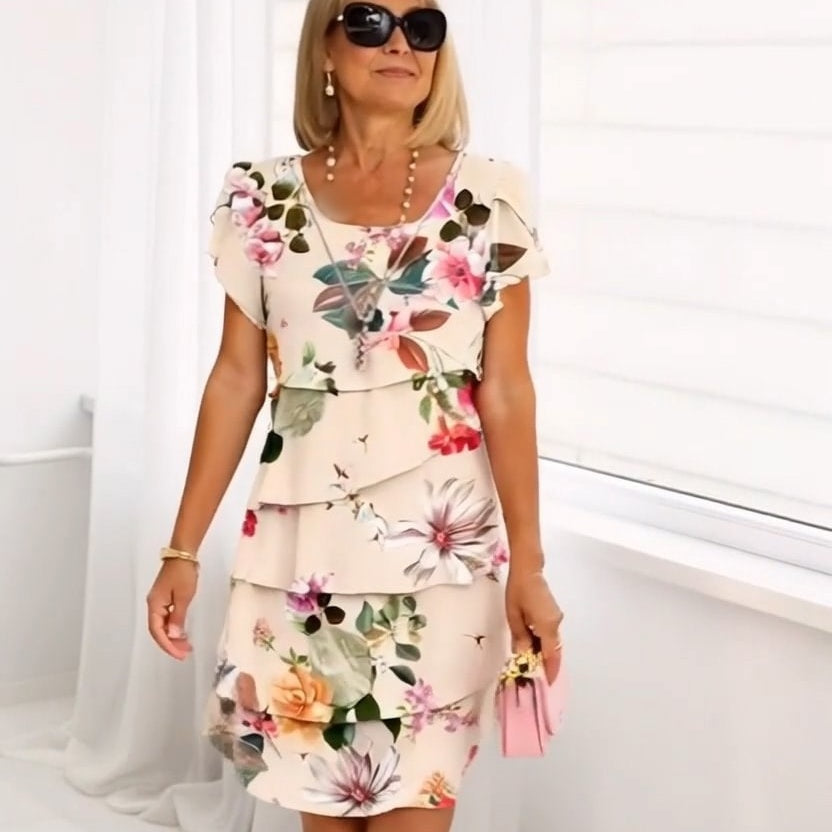 🌸Spring Specials🌸 Multi-plant Floral Print Cascade Dress